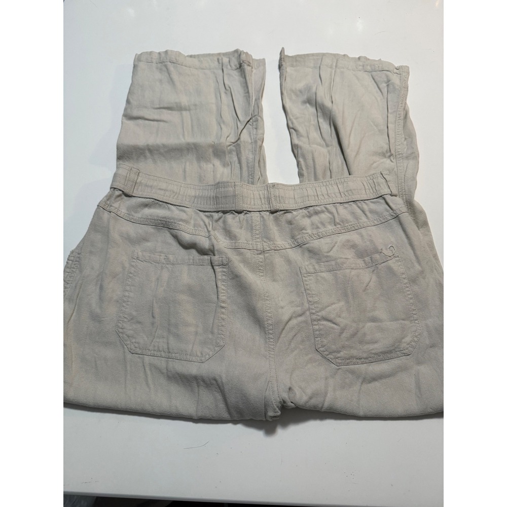 Rewash Brand Linen Blend Wide Leg Pants Beige Tan Drawstring Casual XL